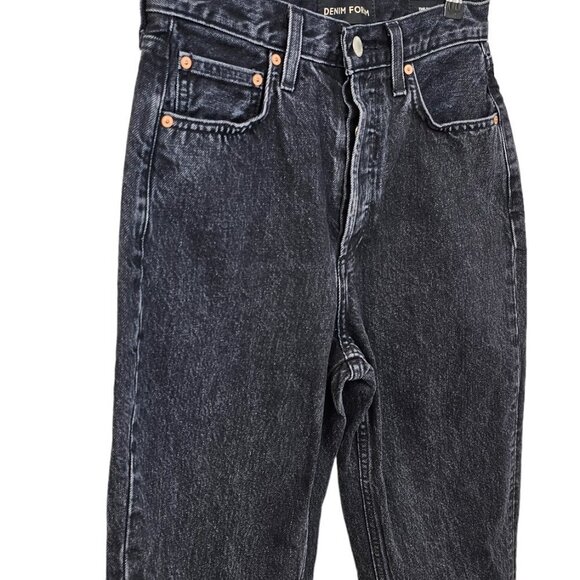 Denim Forum Womens The BF High Rise Loose  Jeans Black Gray Wash Size 23 - Picture 3 of 12